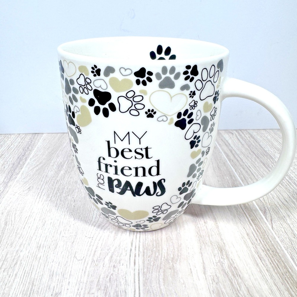 Crofton My Best Friend Has Paws Coffee Mug 16 Oz Dog Paw Print Ceramic Cup